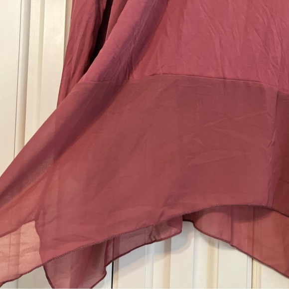 Soft Surroundings L Mauve Long Sleeved Pemberlee Sheer Jersey Knit Tunic - Picture 4 of 6